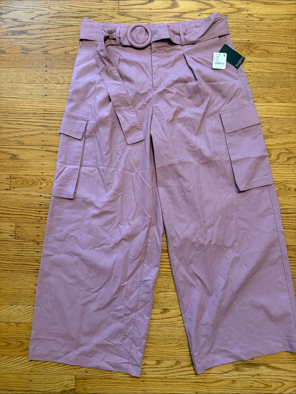 NWT Anthropologie Eloquii Shayna Patch Pocket Mauve High-Waist Wide-Leg Pants - Picture 2 of 11